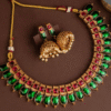 Regal Green & Ruby-Red Traditional Necklace with Jhumka Earrings