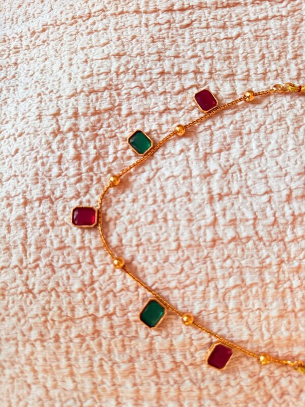 Red and Green Gemstone Necklace and Earring Set