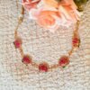 Lotus-Inspired Enamel Necklace & Earring Set – Magenta & Green Floral Indian Jewelry
