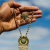 Green kemp stone with pearl hanging golden haaram