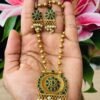 Green kemp stone with pearl hanging golden haaram