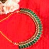 Green & Ruby-Red Traditional Necklace with Jhumka Earrings
