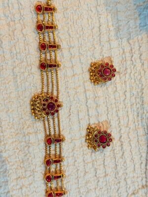 Ruby red layered necklace set