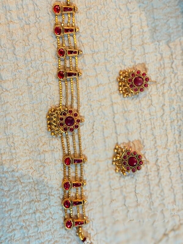 Ruby red layered necklace set