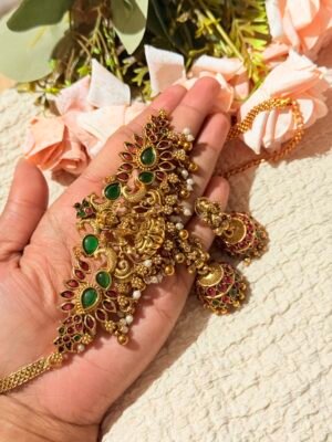 Temple choker necklace with jhumka