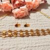 Three layered coin floral necklace set