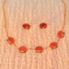 Red lotus invisible chain with earrings