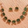 Green Lotus golden necklace