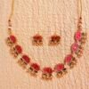 Multi colored lotus golden necklace set