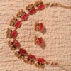 Multi colored lotus golden necklace set
