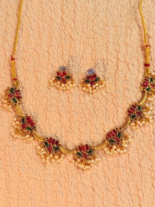 Lotus pearl multi colored necklace set