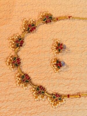 Lotus pearl multi colored necklace set