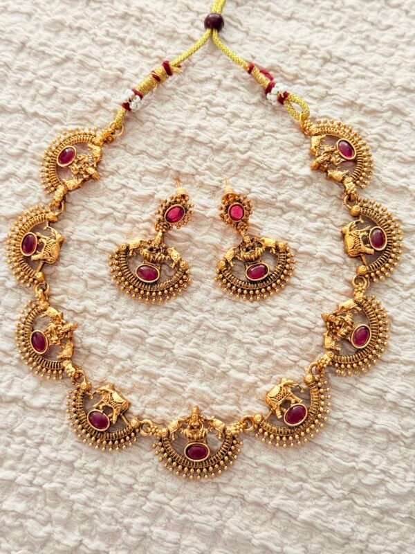 Ruby pendant antique choker necklace set