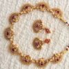 Ruby pendant antique choker necklace set