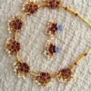 Lotus ruby pearl necklace set