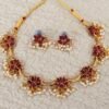 Lotus ruby pearl necklace set