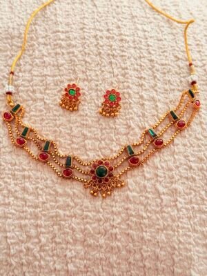 Ruby Green Layered necklace set
