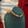 Three layered pearl ruby stone choker set