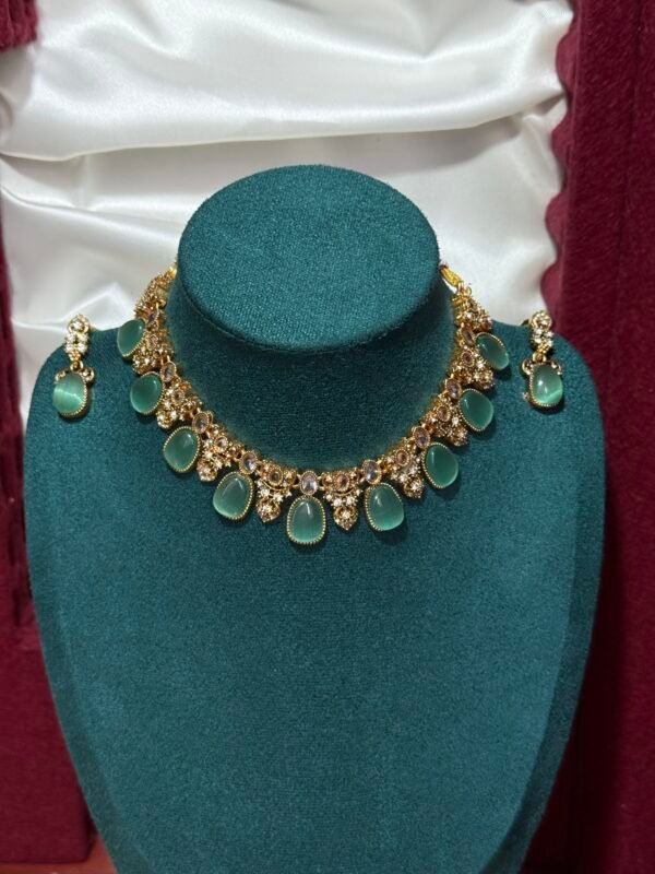 Mint green stone necklace set