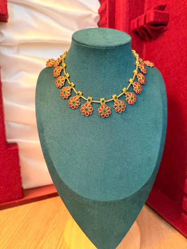 Multi colored floral neckl with earrings