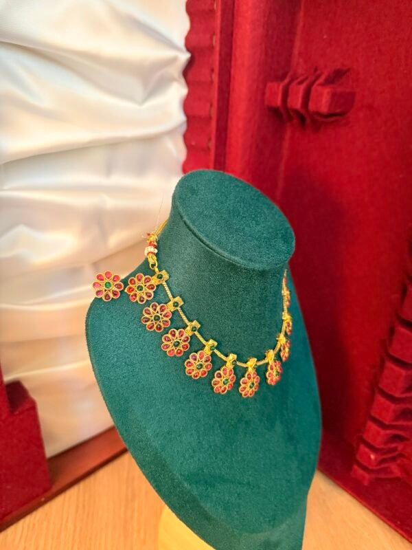 Multi colored floral neckl with earrings