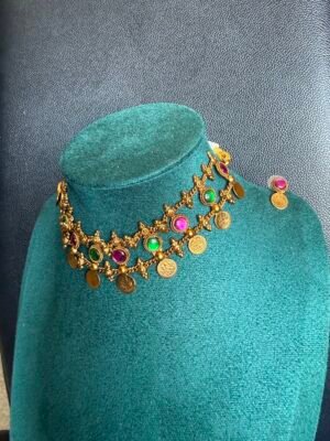 Multi colored coin necklace