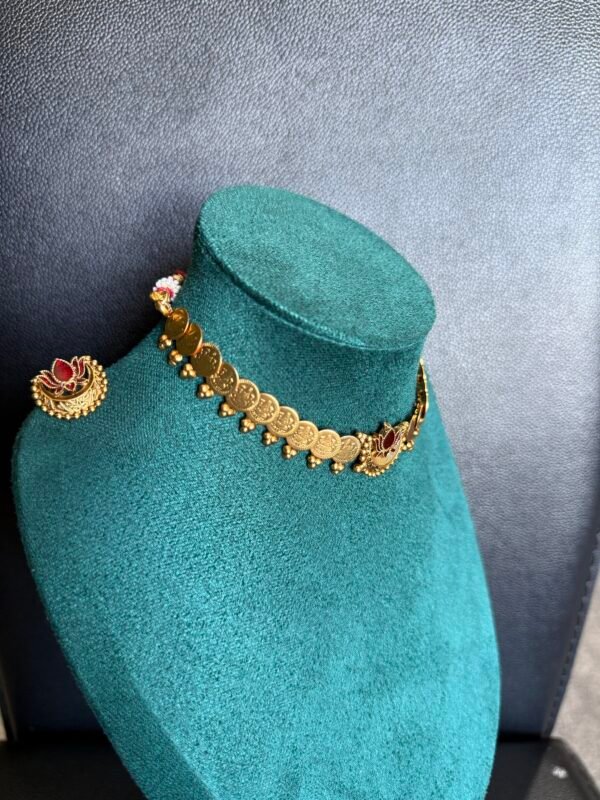 Red lotus coin necklace