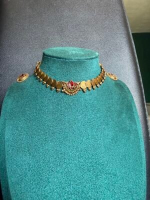 Red lotus coin necklace