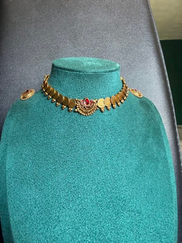 Red lotus coin necklace