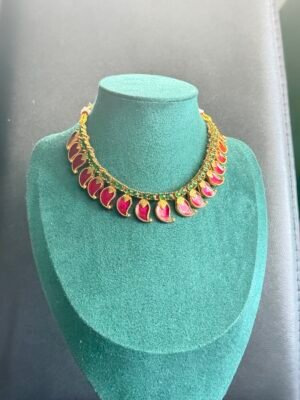Ruby mango shaped statement necklace