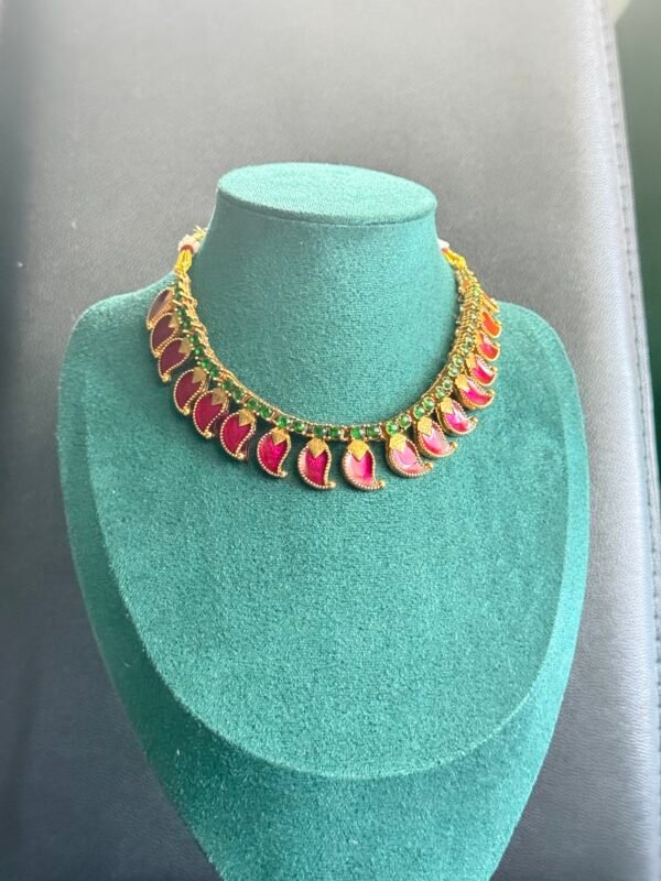 Ruby mango shaped statement necklace