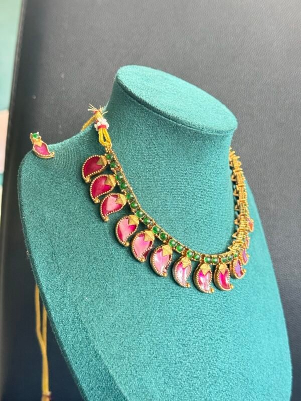 Ruby mango shaped statement necklace