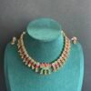 Ruby Green lotus white stone floral design necklace