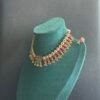 Ruby Green lotus white stone floral design necklace