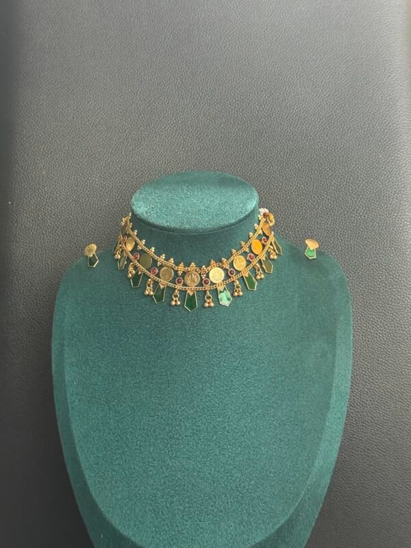 Green Palakka coin choker set