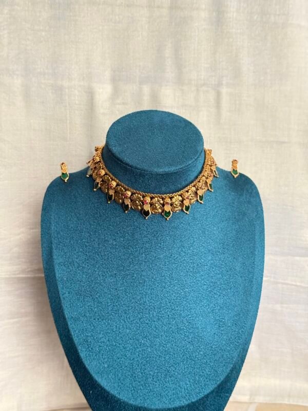 Lakshmi coin green Palakka Onam necklace