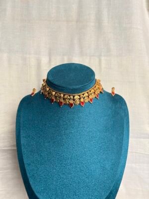 Lakshmi coin Ruby Palakka Onam necklace