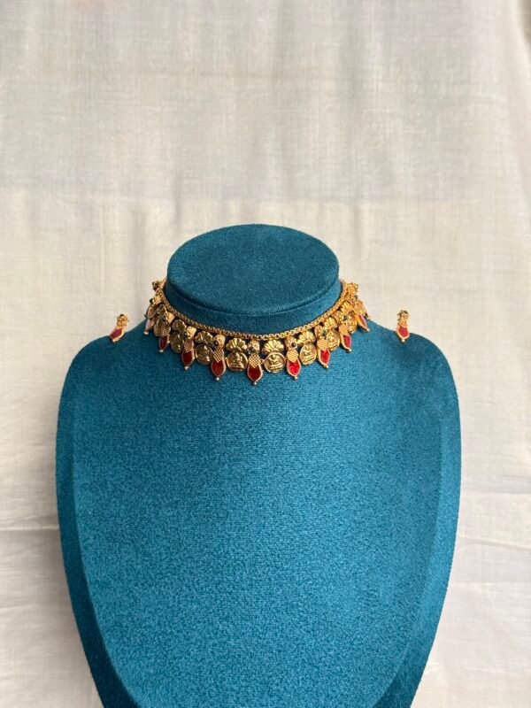 Lakshmi coin Ruby Palakka Onam necklace