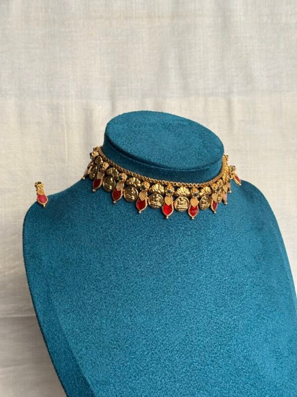 Lakshmi coin Ruby Palakka Onam necklace