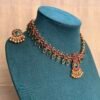 Ruby Green Paalakka Mango Necklace with Stud earrings