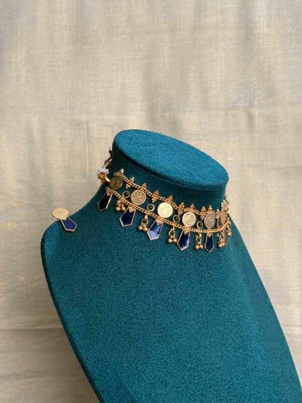Blue Palakka coin choker set