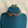 Green square stone floral choker set