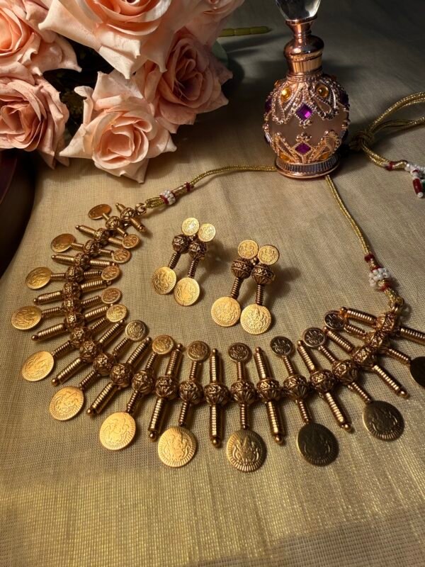 Traditional Double sided coin necklace with earings