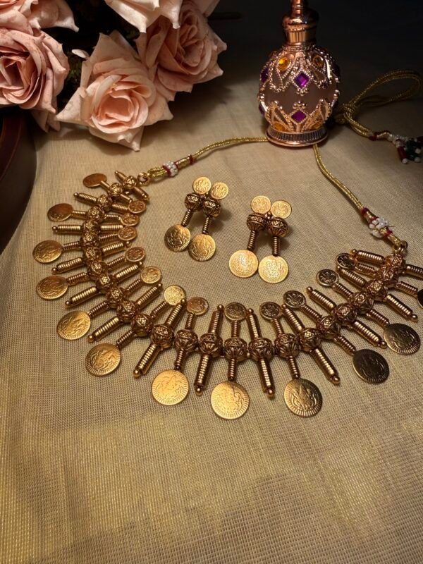 Traditional Double sided coin necklace with earings